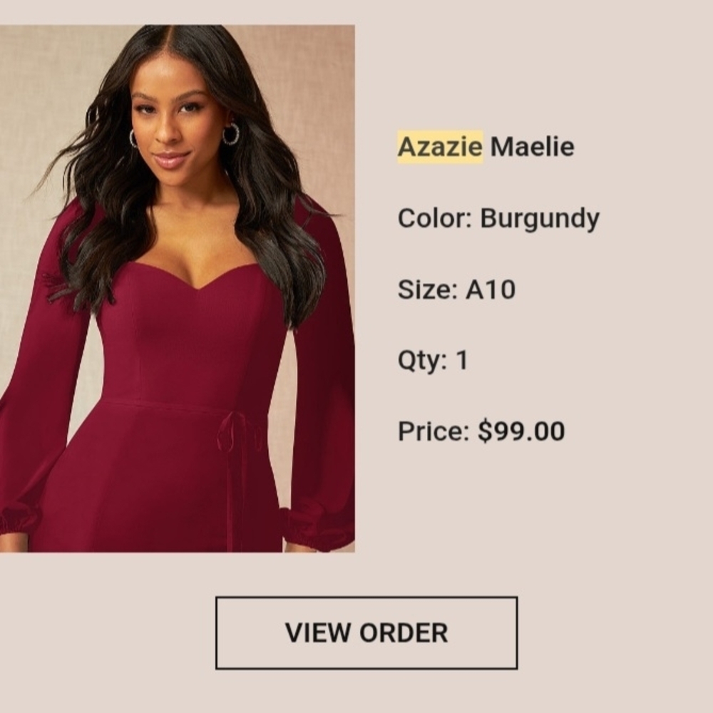 Azazie Maelie Burgundy Long Sleeve Dress
